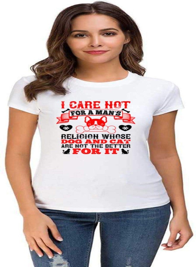 UDNAG Unisex Round Neck Graphic 'Dog | I Care not for a Man’s Religion Whose Dog and cat are not The Better for it 2' Polyester T-Shirt White [Size 2YrsOld/22in to 7XL/56in] - Image 4